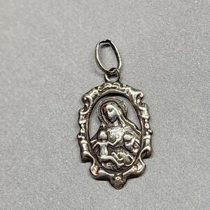 Antique Our Lady Of Mt. Carmel "Virgen Del Carmen" Medal Pendant Silver